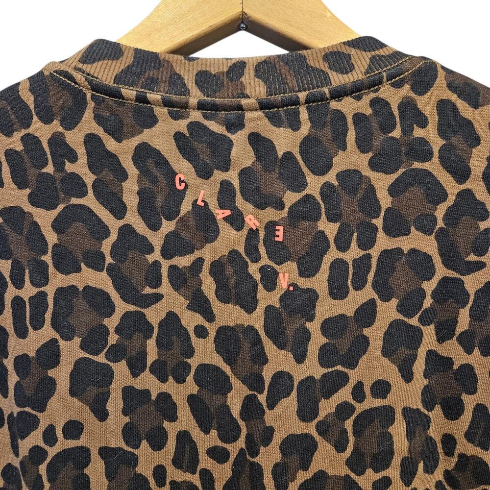 Women's Clare V Oversized Sweatshirt Animal Print Chocolate Double Jag XS - Picture 8 of 16